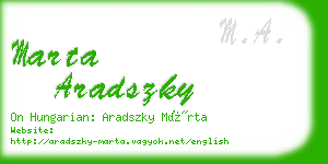 marta aradszky business card